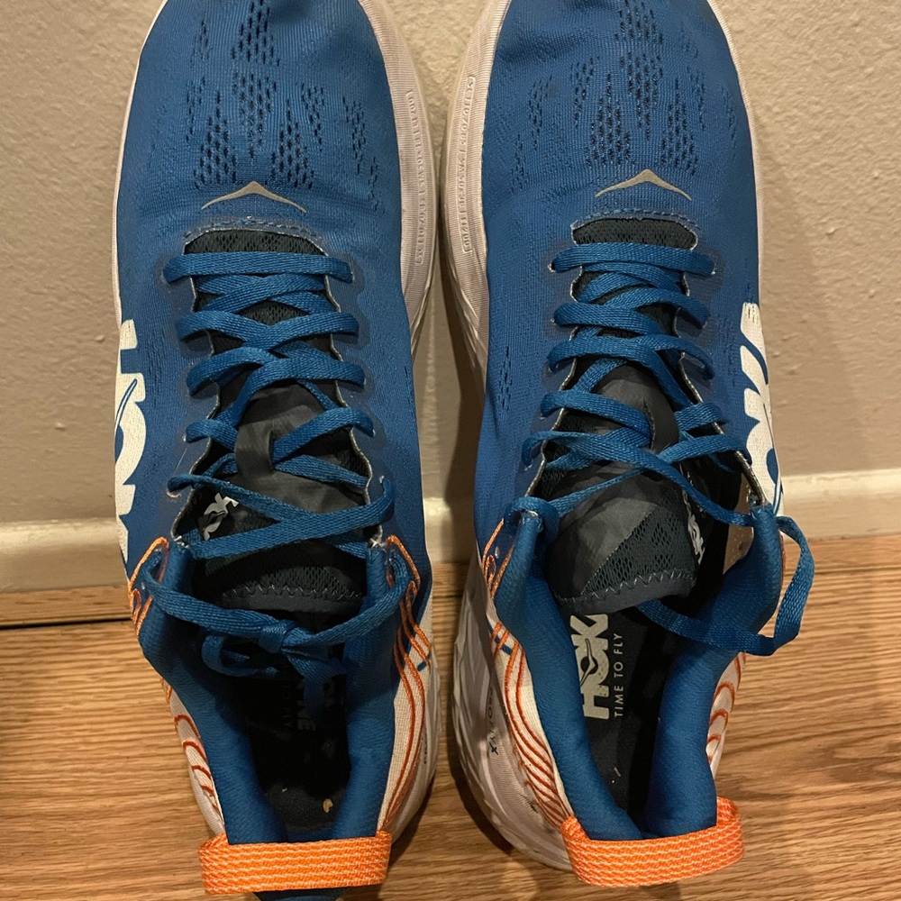 Hoka Blue and Orange Athletic Shoes Carbon X